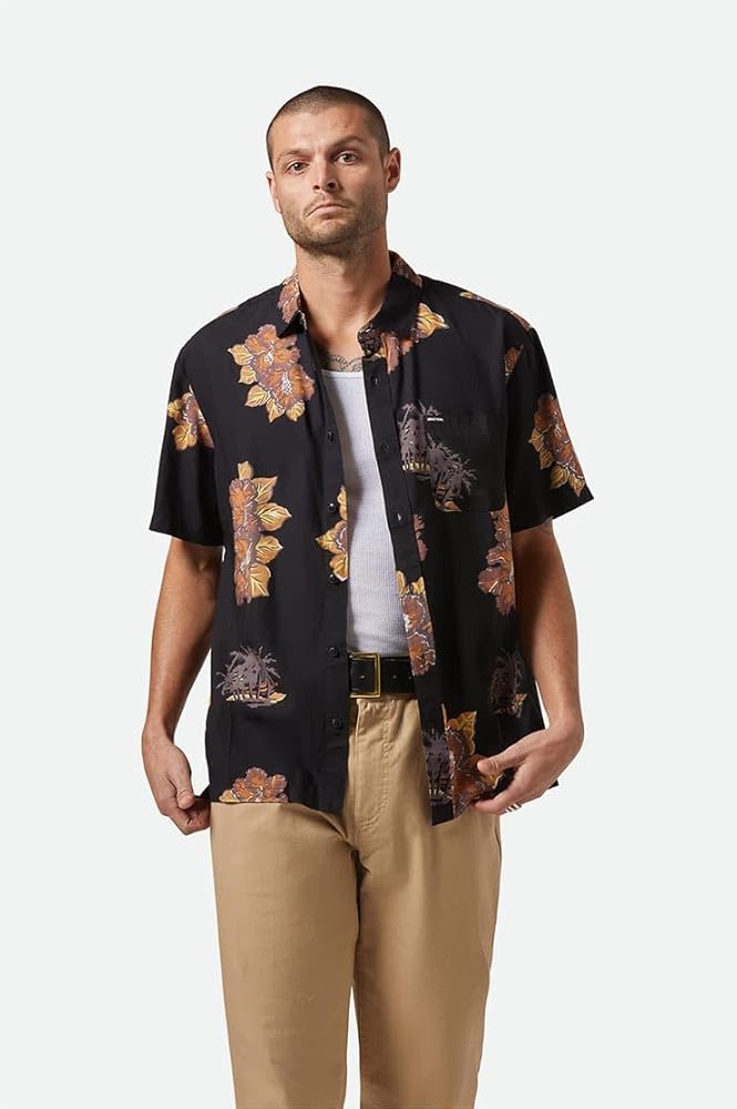 Amazon.co.jp: [ブリクストン] 半袖シャツ CRU PRINT RELAXED S